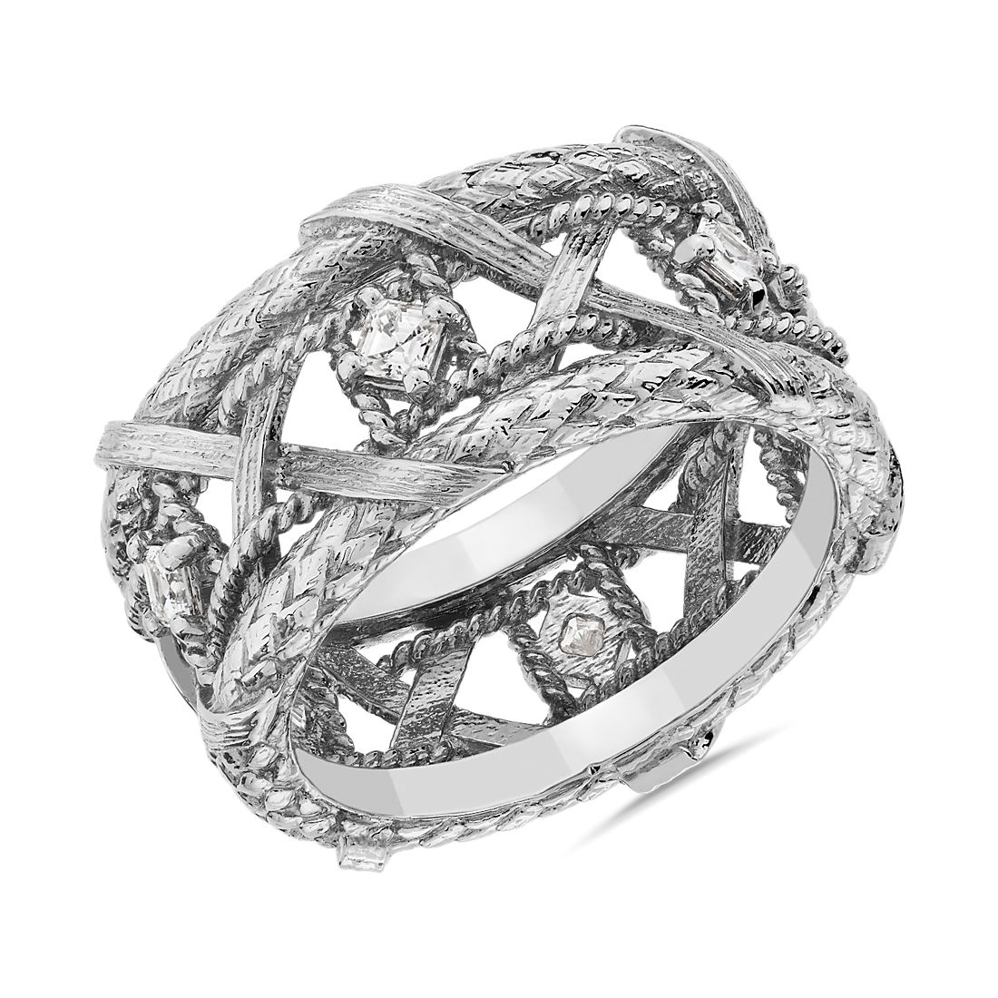 Bella Vaughan Basket Weave Diamond Eternity Ring in 18k White Gold (0.27 ct. tw.)