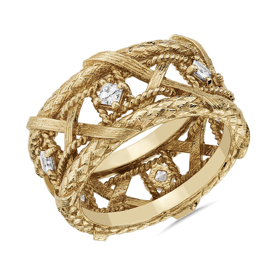 Bella Vaughan Basket Weave Diamond Eternity Ring in 18k Yellow Gold (1/3 ct. tw.)