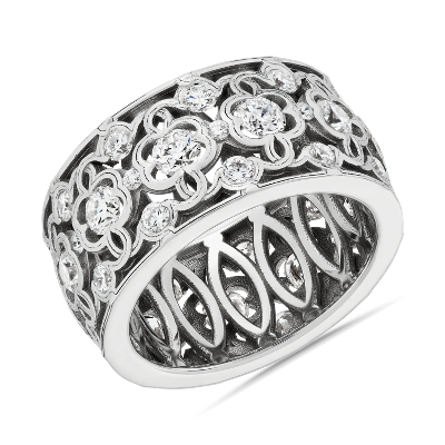 Bella Vaughan Clover Lace Diamond Eternity Ring in 18k White Gold (1 5/ ...