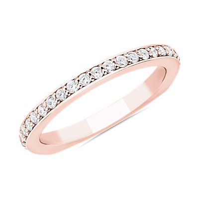 Alianza de bodas Euro con diamantes de Bella Vaughan en oro rosado de 18 k (3/8 qt. total)