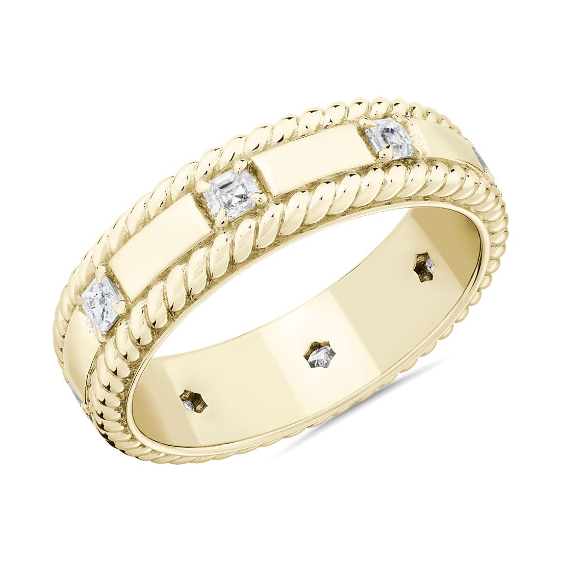 BV Grandeur Asscher Diamond Wedding Ring in 18k Yellow Gold (6 mm, 3/8 ct. tw.)