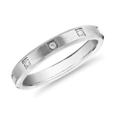 Beveled Edge Diamond Eternity Wedding Ring in 14k White Gold (3mm)