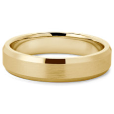 NEW Beveled Edge Matte Wedding Ring in 14k Yellow Gold (5 mm)