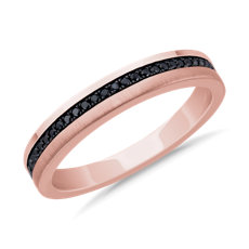 NEW Men's Black Diamond Pavé Wedding Ring with Black Rhodium in 14k Rose Gold (3.3 mm, 0.16 ct. tw.)