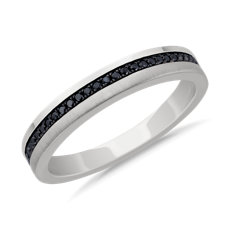 NEW Men's Black Diamond Pavé Wedding Ring with Black Rhodium in 14k White Gold (3.3 mm, 0.16 ct. tw.)