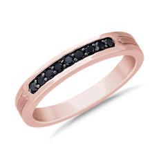 NEW Men's Black Diamond Pavé Wedding Ring with Black Rhodium in 14k Rose Gold (3.3 mm, 0.22 ct. tw.)