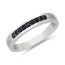 NEW Men's Black Diamond Pavé Wedding Ring with Black Rhodium in 14k White Gold (3.3 mm, 0.22 ct. tw.)