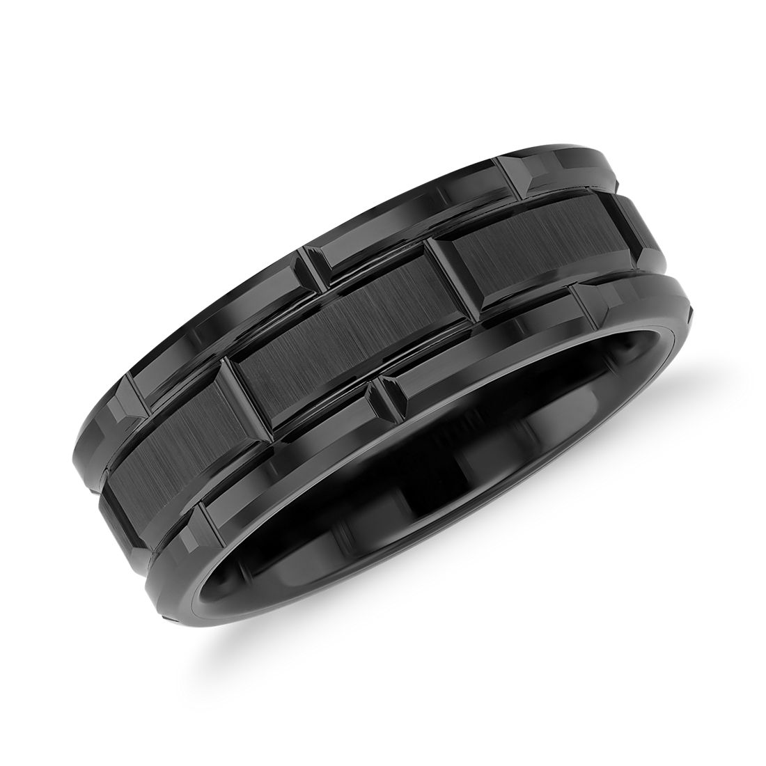 Link Wedding Ring in Black Tungsten Carbide (8 mm)