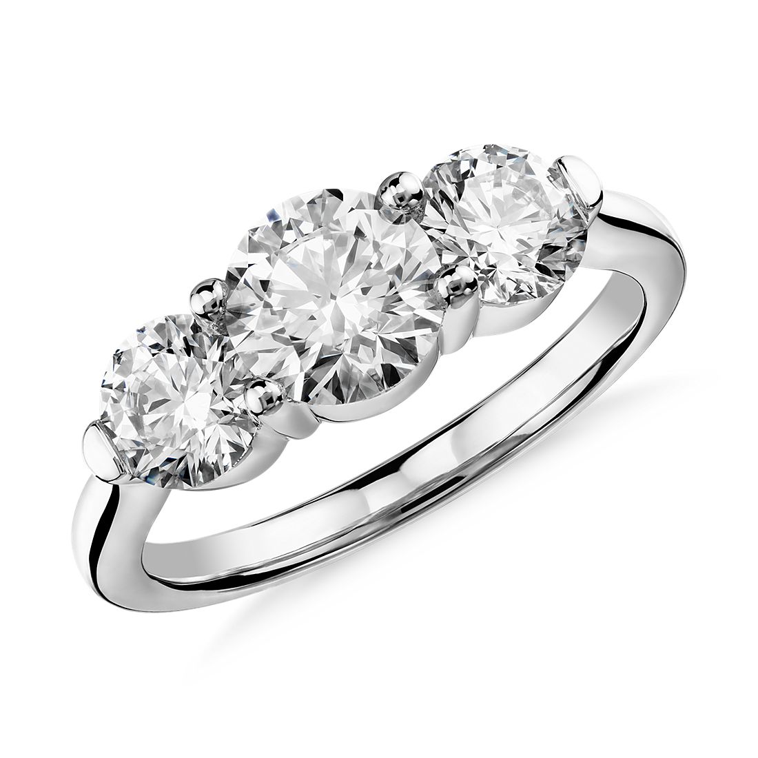 Blue Nile Signature Comfort Fit Three-Stone Diamond Ring in Platinum (2 ct. tw.)