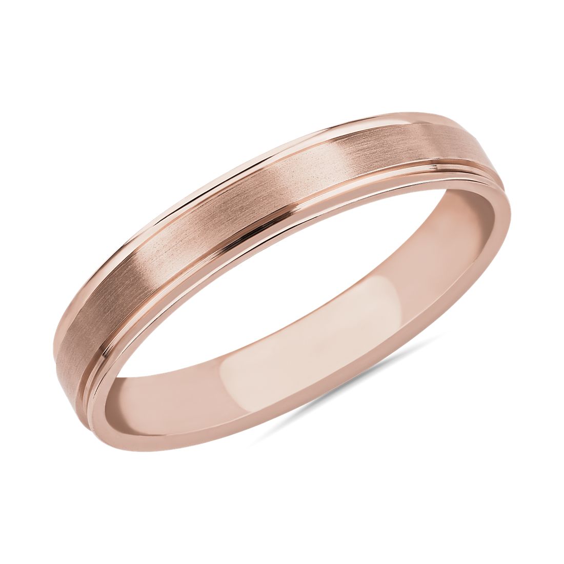 Brushed Inlay Wedding Ring in 14k Rose Gold (4 mm)