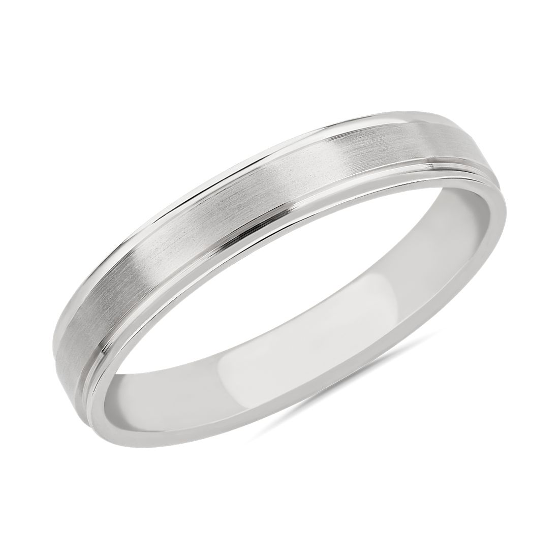 Brushed Inlay Wedding Ring in 14k White Gold (4 mm)