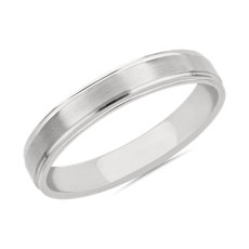 NEW Brushed Inlay Wedding Ring in 14k White Gold (4mm)