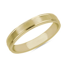 NEW Brushed Inlay Wedding Ring in 14k Yellow Gold (4mm)
