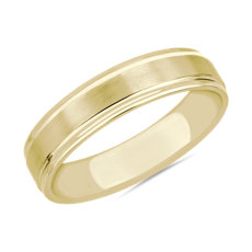 NEW Brushed Inlay Wedding Ring in 14k Yellow Gold (5mm)