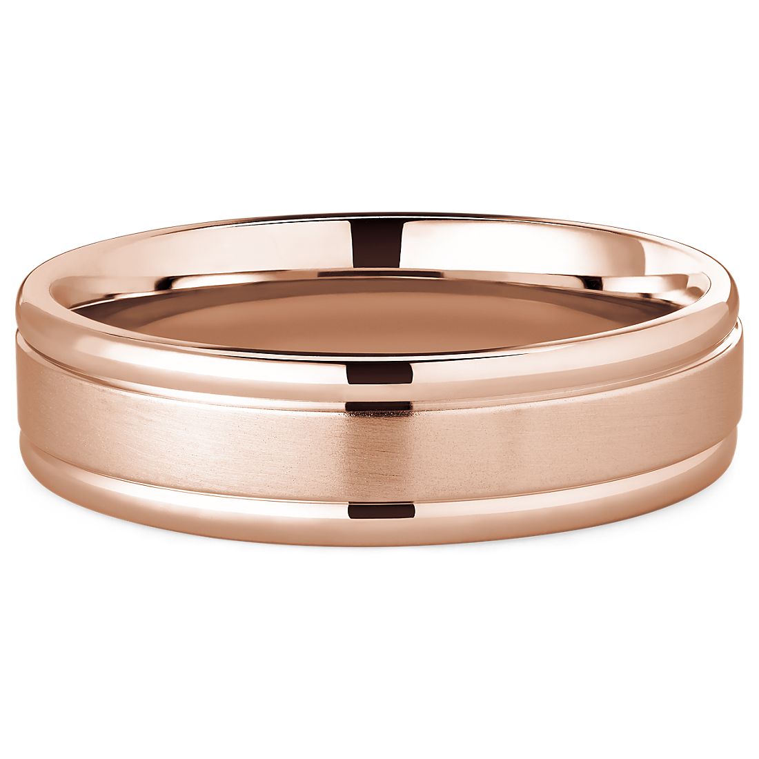 Brushed Inlay Wedding Ring in 14k Rose Gold (6 mm)
