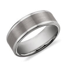 灰色碳化钨绸缎最后润饰结婚戒指（8 毫米）