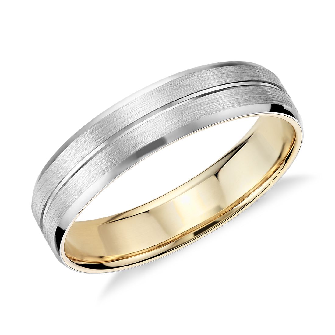 Matte Inlay Wedding Ring in Platinum and 18k Yellow Gold (5mm)