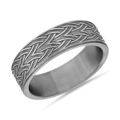 Celtic Arrow Knot Wedding Ring in Grey Tantalum (7.5mm) | Blue Nile ES