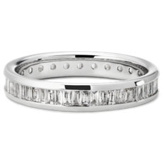 NEW Channel Set Baguette Cut Diamond Eternity Ring in 18k White Gold (0.96 ct. tw.)