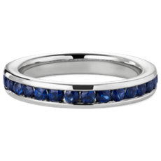 NEW Channel Set Blue Sapphire Ring in Platinum (2 mm)
