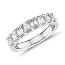 Classic Emerald Cut Eight Stone Diamond Ring in Platinum (1.15 ct. tw.)