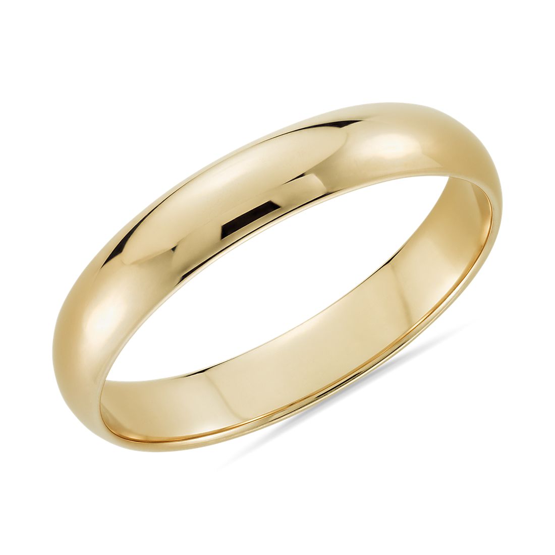 Awesome 14k Yellow Gold Plated 3 mm D Shape Simple High Polish Classic Comfort Fit Engagement Wedding Band Ring 