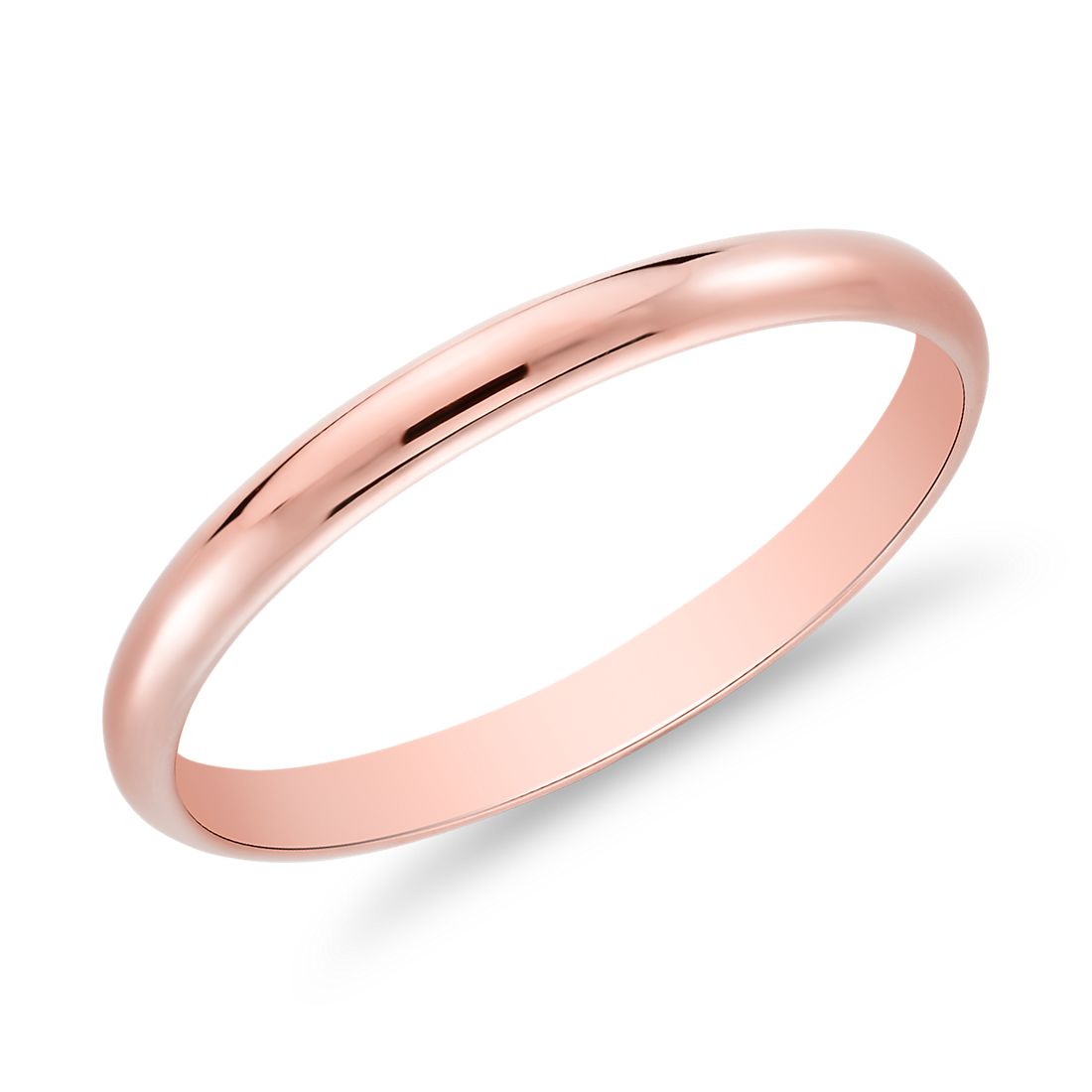 14k 玫瑰金經典結婚戒指（2 毫米） 