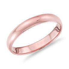 18k 玫瑰金经典结婚戒指（3 毫米） 