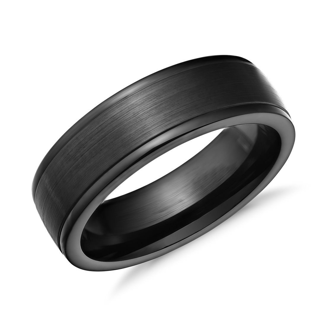 黑钴绸缎最后润饰结婚戒指（7 毫米）