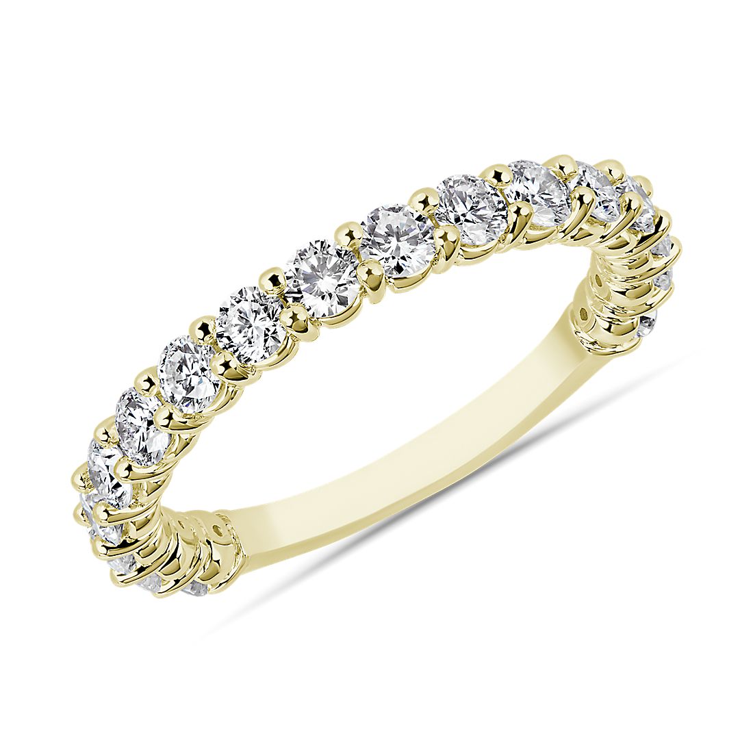 Chaleco Inclinarse Gimnasia Anillo de aniversario de diseño redondeado con diamantes redondos  brillantes en oro amarillo de 14 k (1 qt. total) | Blue Nile