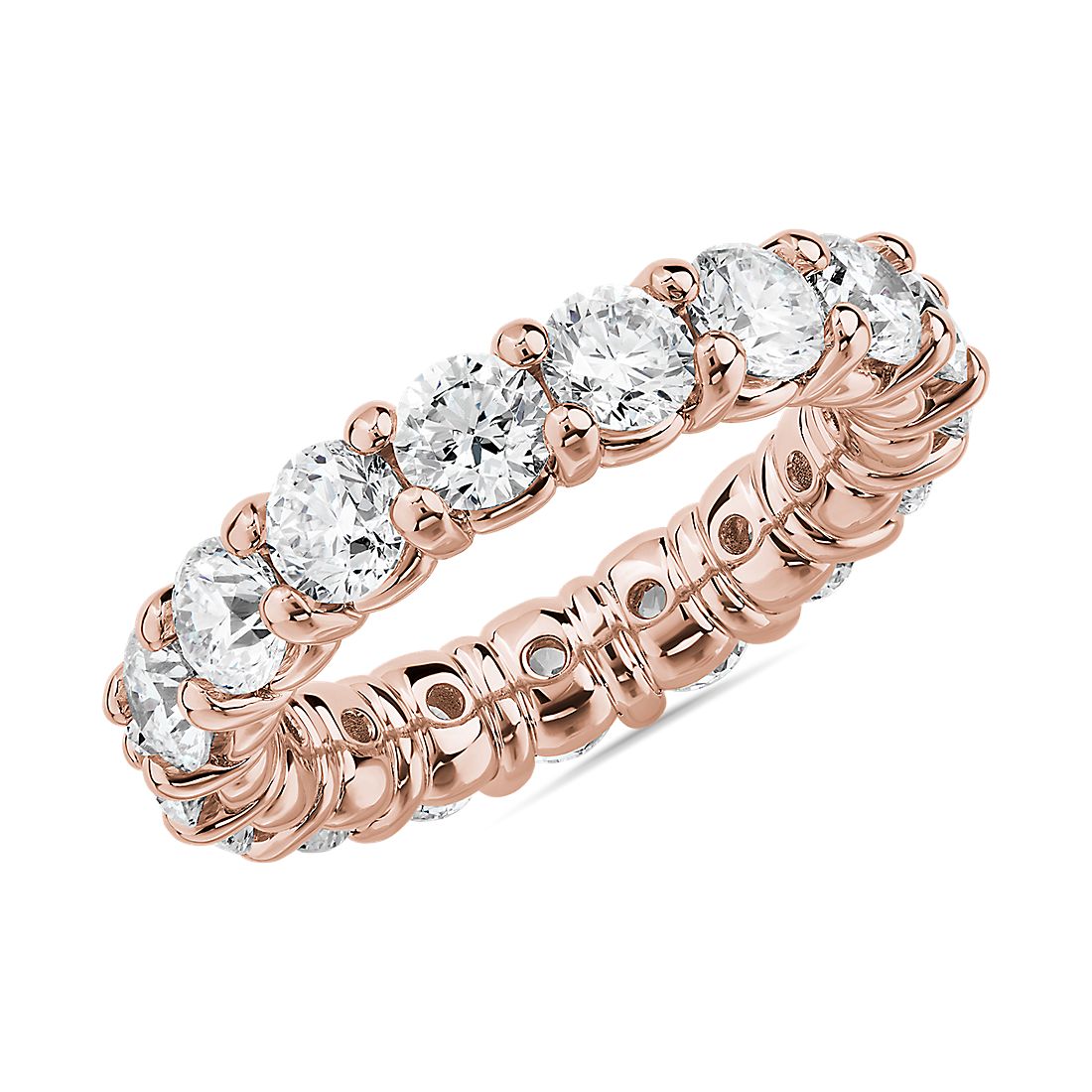 Comfort Fit Round Brilliant Diamond Eternity Ring in 18k Rose Gold (3.68 ct. tw.)