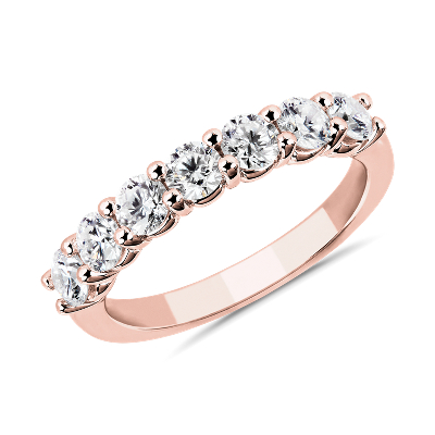Comfort Fit Round Brilliant Seven Stone Diamond Ring in 14k Rose Gold ...