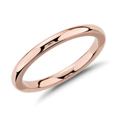 14k 玫瑰金内圈圆弧设计结婚戒指（2 毫米）