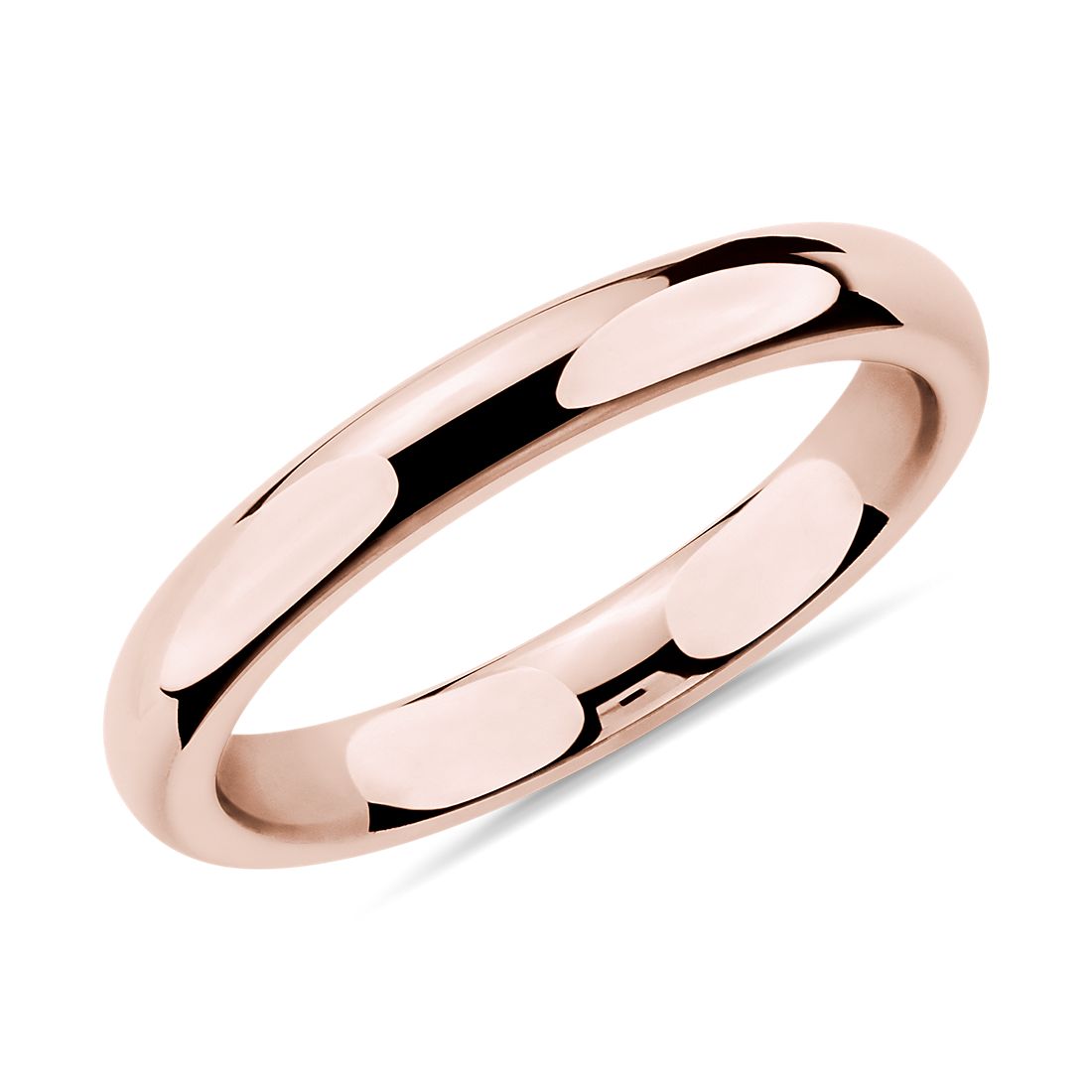 Classic 14k Rose Gold Comfort-Fit Band Dainty 3mm Wedding Ring for Women