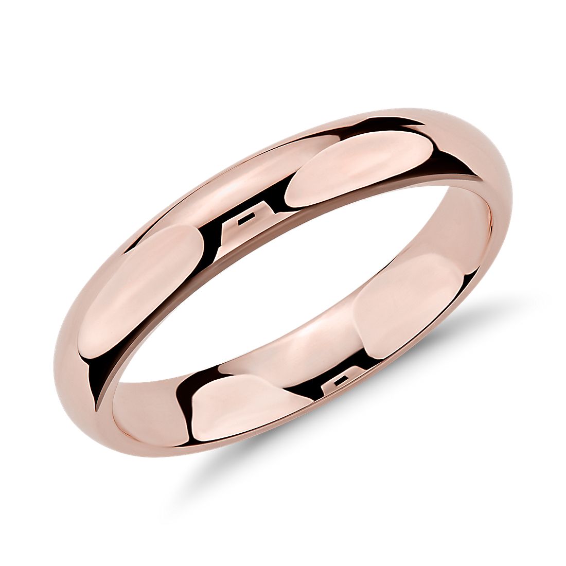 14k 玫瑰金內圈卜身設計結婚戒指（4 毫米）