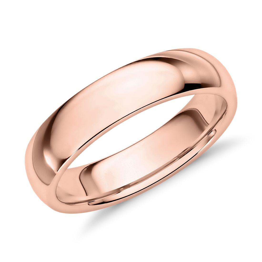 Rose Gold Polished Traditional Wedding Band Ring 