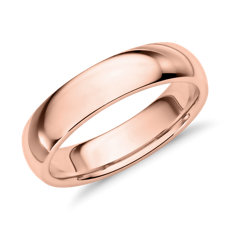 14k 玫瑰金内圈圆弧设计结婚戒指（5 毫米）