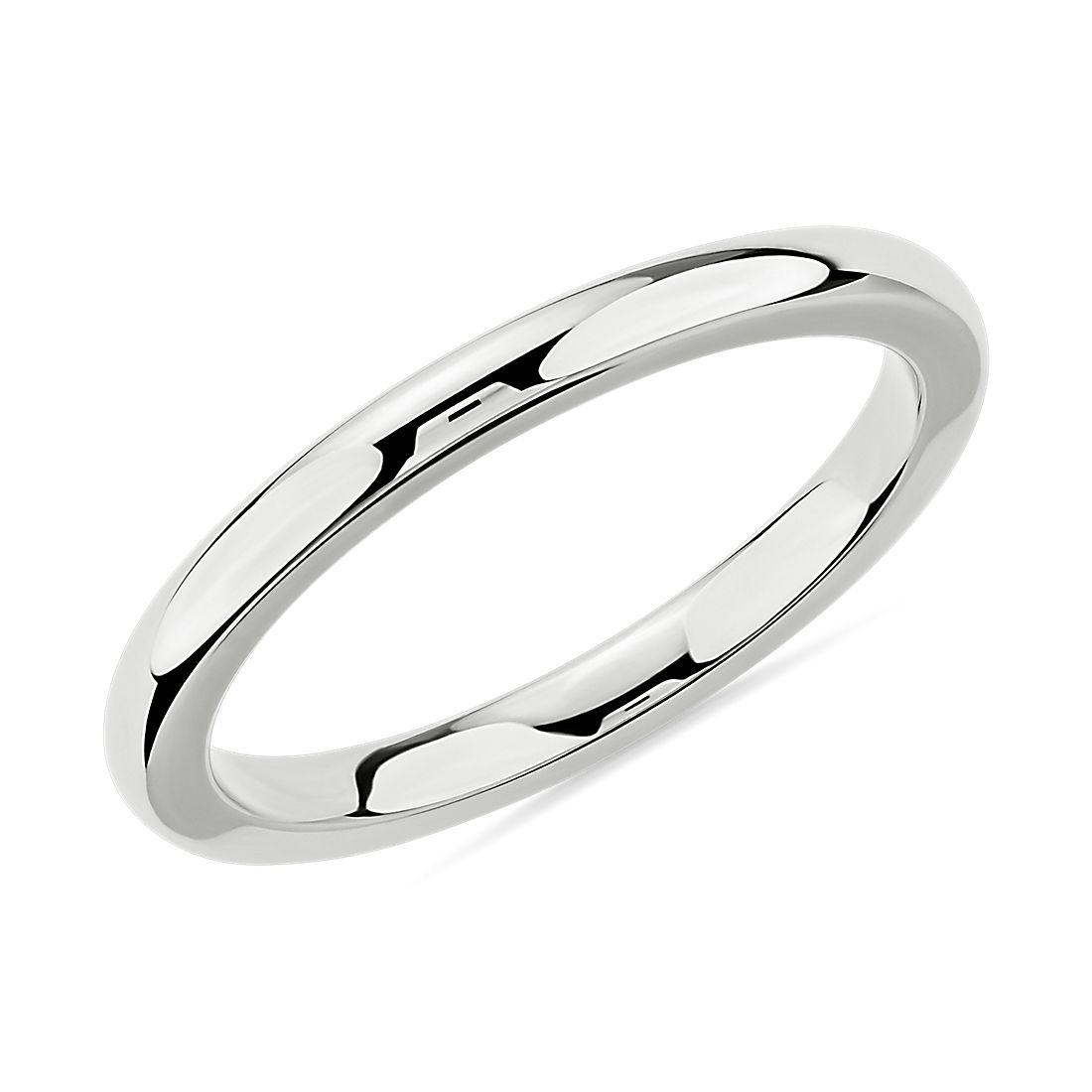 14k 白金内圈圆弧设计结婚戒指（2 毫米）