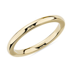 14k 黃金內圈卜身設計結婚戒指（2 毫米）