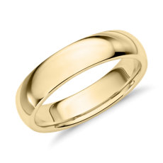 14k 金内圈圆弧设计结婚戒指（5 毫米）