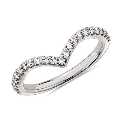 Contemporary VShaped Diamond Wedding Ring in Platinum (1/3 ct. tw