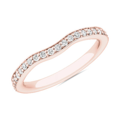 Contour Channel Matching Diamond Wedding Ring in 14k Rose Gold (1/4 ct