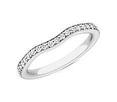 14k 白金轮廓槽式钻石配对结婚戒指（1/4 克拉总重量）