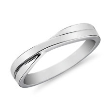 Crossover Male Ring in 14k White Gold (3.5mm)