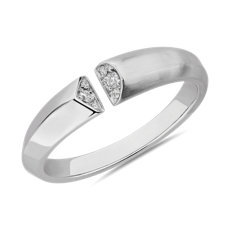 NEW Asymmetrical Shape Diamond Male Ring in 18k White Gold