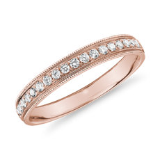 Channel Set Milgrain Diamond Female Ring in 14k Rose Gold (1/5 ct. tw.)