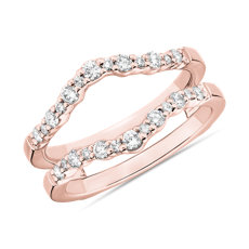 14k 玫瑰金圓弧曲線鑽石雙戒環戒指（3/8 克拉總重量）