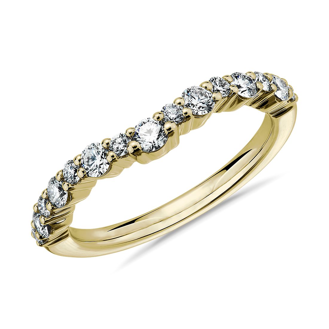14k 黃金圓弧曲線鑽石結婚戒指（1/2 克拉總重量）