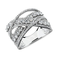 Crossover Diamond Fashion Ring in 14k White Gold (1 1/2 ct. tw)