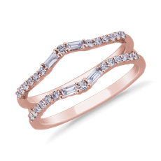 Curved Baguette and Round Diamond Ring Insert in 14k Rose Gold (3/8 ct. tw.)